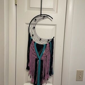 Mystical Crescent Moon Tapestry - Black, Purple, and Teal